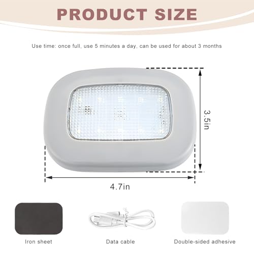 Sun Walker Car Interior Ceiling Roof Lights, Magnetic Dome Lamp 10 LEDs Bright Roof Light, USB Rechargeable Wireless Interior Ceiling Lamp for RV Camper Trailer Boat, Car Accessories (Gray) - color: Gray