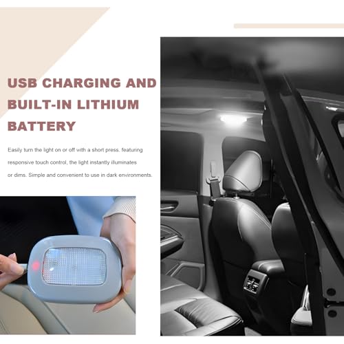 Sun Walker Car Interior Ceiling Roof Lights, Magnetic Dome Lamp 10 LEDs Bright Roof Light, USB Rechargeable Wireless Interior Ceiling Lamp for RV Camper Trailer Boat, Car Accessories (Gray) - color: Gray