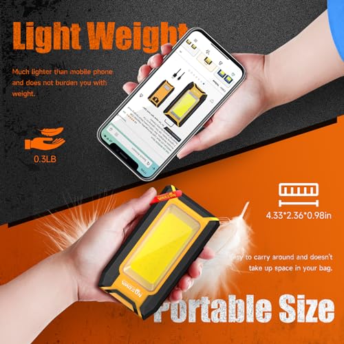 WARSUN 2PC LED Work Light Rechargeable, Magnetic COB Portable Worklights, 40w 1500 Lumens,Metal Hanging Hook 3 Lighting Modes, Job Site Lighting for Car Repairing,Camping,Hunting,Yellow Blue - color: Muticolored