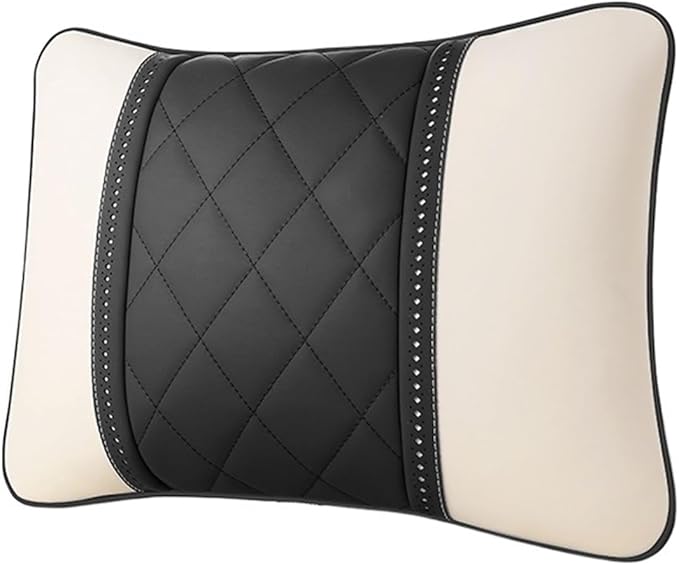 Luxury NAPPA Headrest Compatible For Mercedes Maybach S-Class Leather Lumbar Pillows Car Neck Travel Seat Cushion Support Car Accessories(6 Wire WHITE Right)