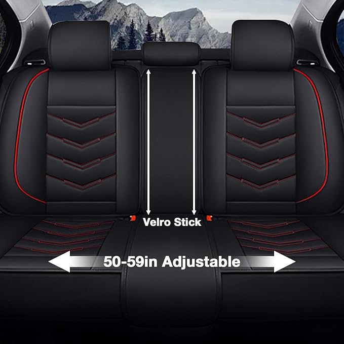 MVRVMV for Ford Explorer 2007-2026 Seat Covers, Waterproof Leather Seat Cover with 2* Neck Pillow and 2* Lumbar Support (5 Seat Luxury,Black-Red)