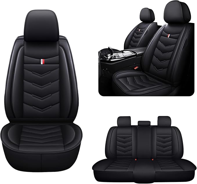 MVRVMV 5-Seat Car Seat Covers for Honda Pilot 2010-2026, Waterproof Non-Slip Wear-Resistant Leather Seat Cover (5 Seat Standard, Black)