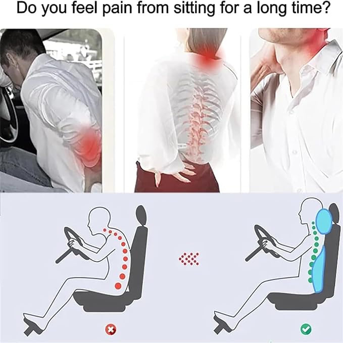 Car Headrest & Lumbar Support Cushion for Honda CRV 2023 2024 2025, Ergonomic Car Seat Headrest Memory Foam Neck and Back Pillow Kit Breathable Removable for Driving Fatigue Relief,B/Gray