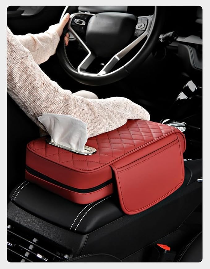 Car Armrest Pad for Hyundai Venue 2020–2025, Center Console Cover with Memory Foam Cushion, Anti-Slip Protector, Arm Rest Cushion Car Interior Accessories,D Brown