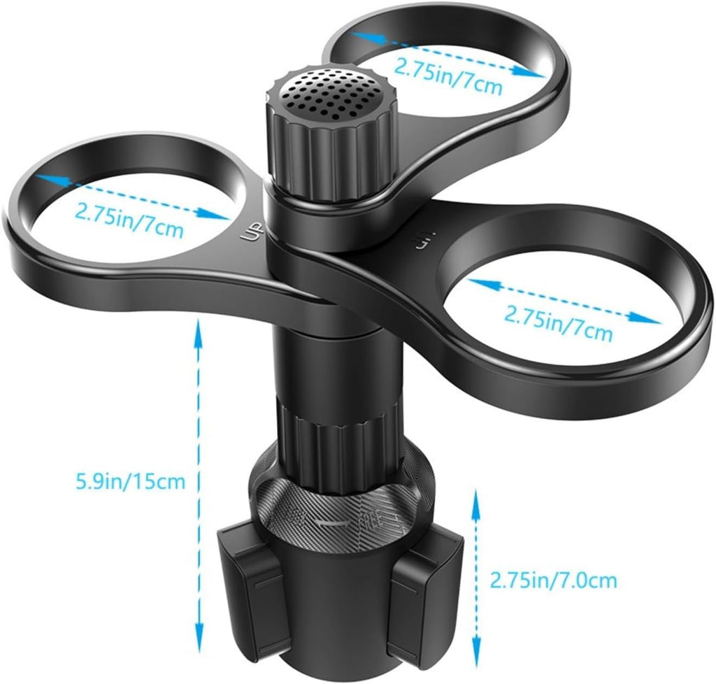 Multi-Cup Car Holder Expander, 3-Cup Vehicle Cup Holder Organizer, Adjustable Auto Drink Caddy for Cars Trucks SUVs