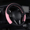 Auto Car Leather Steering Wheel Cover Anti Slip Wrap 15" (Pink)