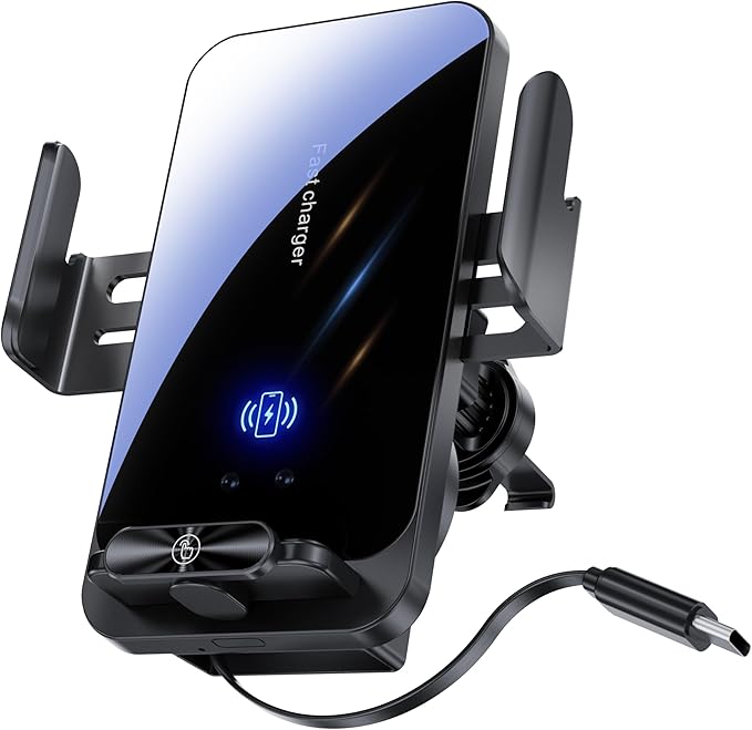 Magnetic Phone Holder Car Wireless Charger, 66W Fast Charging Phone Mount 360 Adjustable Rotatable Auto-Clamping Car Vent for Mount - Dashboard Phone Holder for iPhone/Android/Samsung (Black)