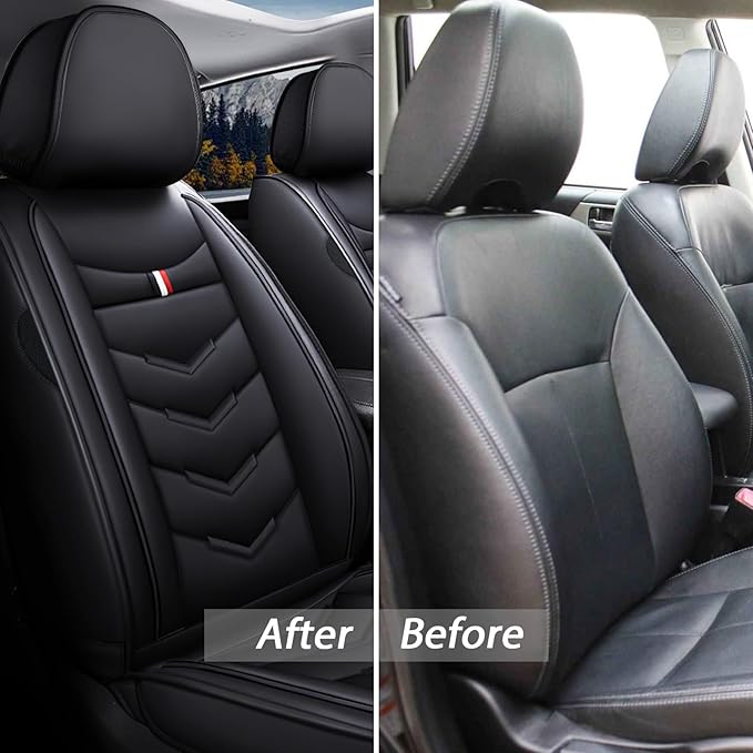 MVRVMV 2-Seat Car Seat Covers for Ford Explorer 2012-2026, Waterproof Non-Slip Wear-Resistant Leather Seat Cover (2 Seat Standard, Black)