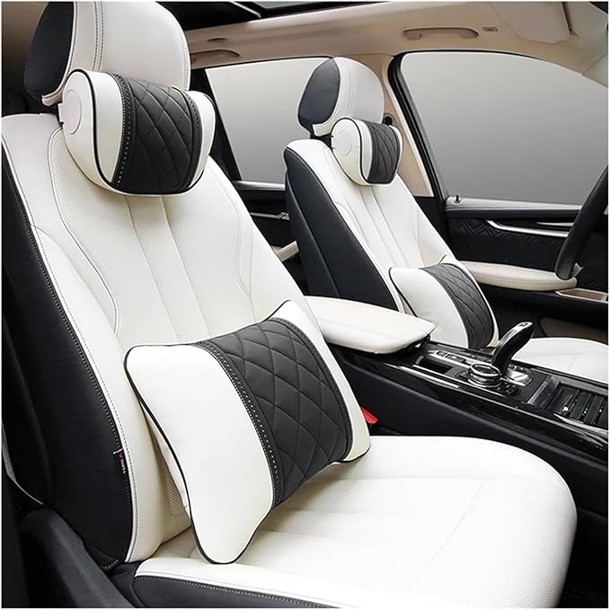 Luxury NAPPA Headrest Compatible For Mercedes Maybach S-Class Leather Lumbar Pillows Car Neck Travel Seat Cushion Support Car Accessories(Style 4)