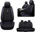 MVRVMV Seat Covers for Ford F-350 2010-2026, Waterproof Leather Auto Seat Cover (5 Seat Standard,Black-Blue)
