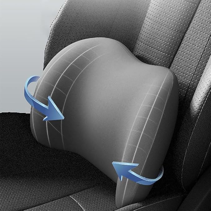 Car Seat Headrest Lumbar Support Kit for Tesla Model Y 2021 2022 2023, Ergonomic Memory Foam Head Neck Pillow Back Cushion Drivers Travel Anti Fatigue,B/Coffee Color