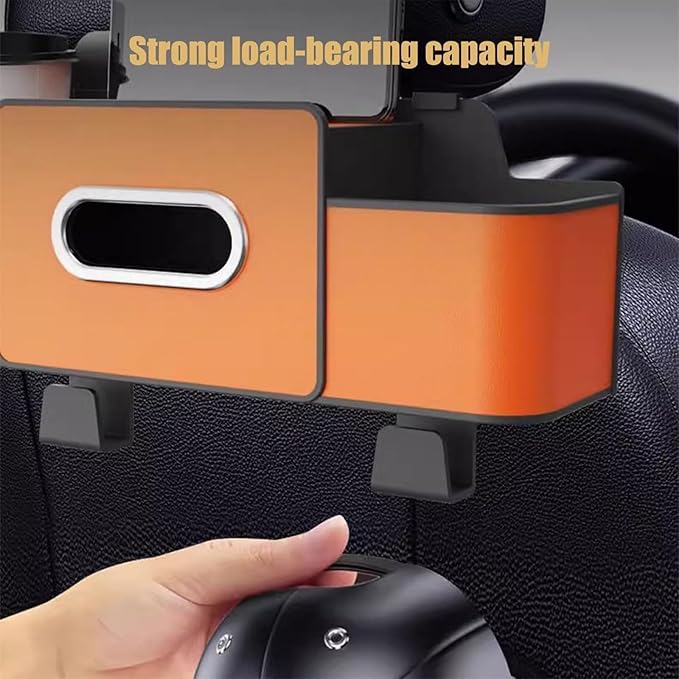 Geshus Backseat Organizers Hanging Storage, Car Seat Back Organizer With Tissue Holder, For Hold Phone,Drinks,Handbag,Compatible With Most Vehicles (Black)