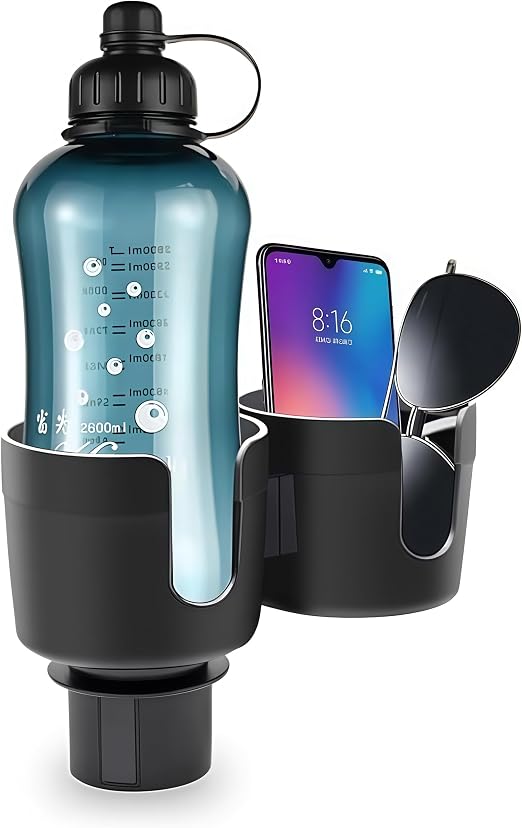 Car Cup Holder Expander, 2 in 1 Cup Holder Expander with Adjustable Base, Cup Holder Insert for 10-46 OZ Bottles, Cups, Extra Automotive Cup Holder for Car Fits for Yeti, Hydroflask, Car Accessories