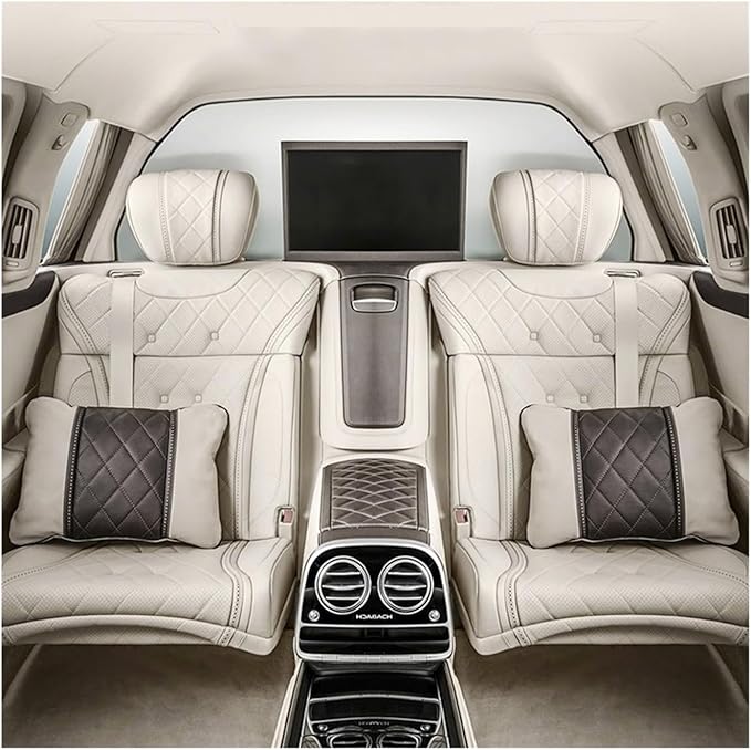 Luxury NAPPA Headrest Compatible For Mercedes Maybach S-Class Leather Lumbar Pillows Car Neck Travel Seat Cushion Support Car Accessories(Style 4)