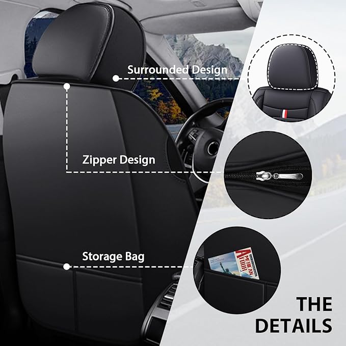 MVRVMV Luxury Car Seat Covers for Ford Explorer 2012-2026, Nappa Leather Auto Seat Cover with 2 Neck Pillows and 2 Lumbar Supports (2 Seat Luxury, Black)