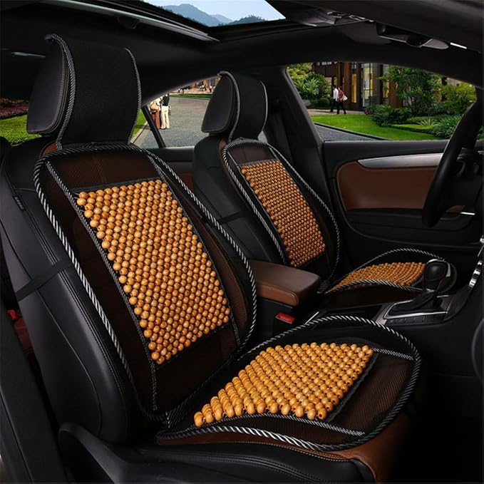 Wood Bead Car Seat Cover Cushion, Cooling & Breathing, Automotive Beaded Driver Seat Massager Cushion for Lower Back Pain