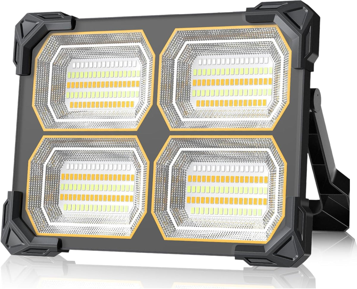 200W Led Work Light Rechargeable,20000MAh Solar Portable Light, 20000LM Magnetic Work Lights, 326 Led Battery Work Lights with Stand 5 Lights Modes IP66 Waterproof for Outdoor Camping Car Repairing