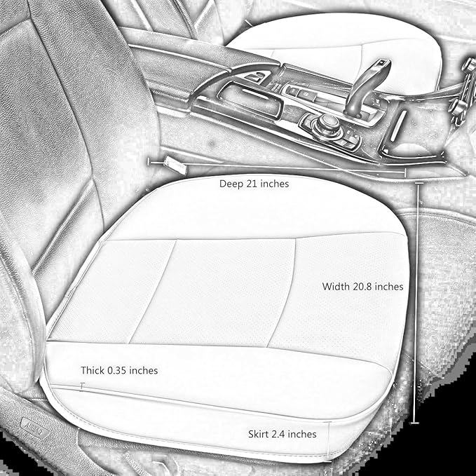 Car Interior PU Leather Car Seat Cover Protector Front Car Seat Cover,Single Seat Cover (Width 20.8×deep 21×Thick 0.2 inch) (Gray) Taupe