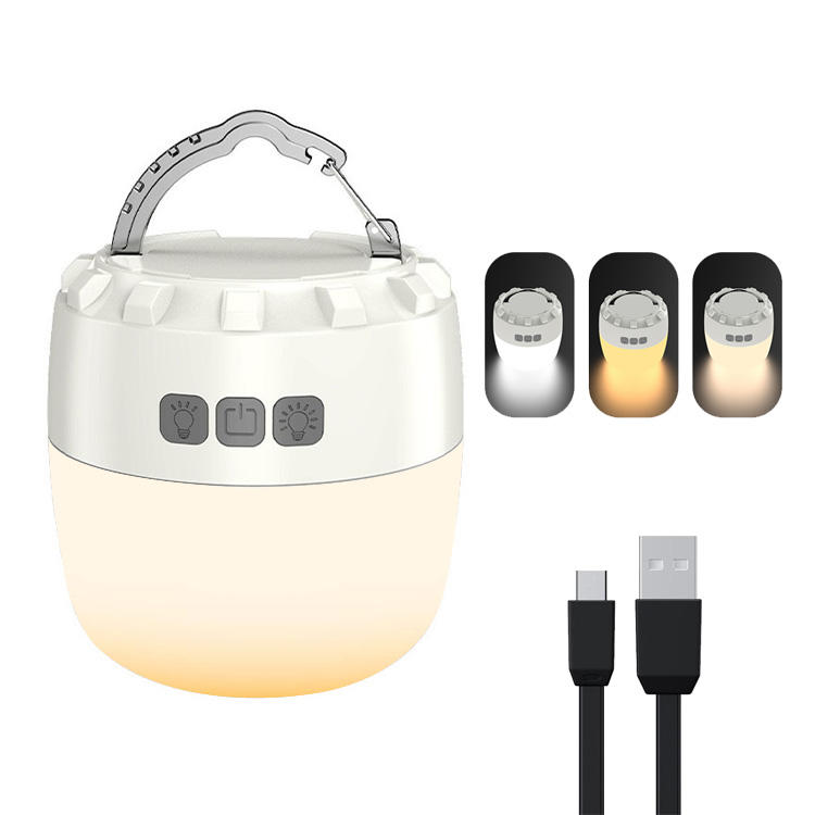 Rechargeable Camping Tent Light | IPX5 Waterproof, Magnetic Base + Hook, 3 Color Modes