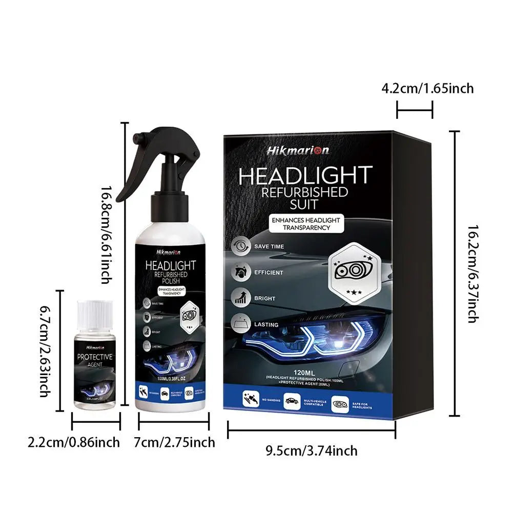 Car Headlight Restoration Kit – Lens Cleaner, Polisher & UV Protection Solution
