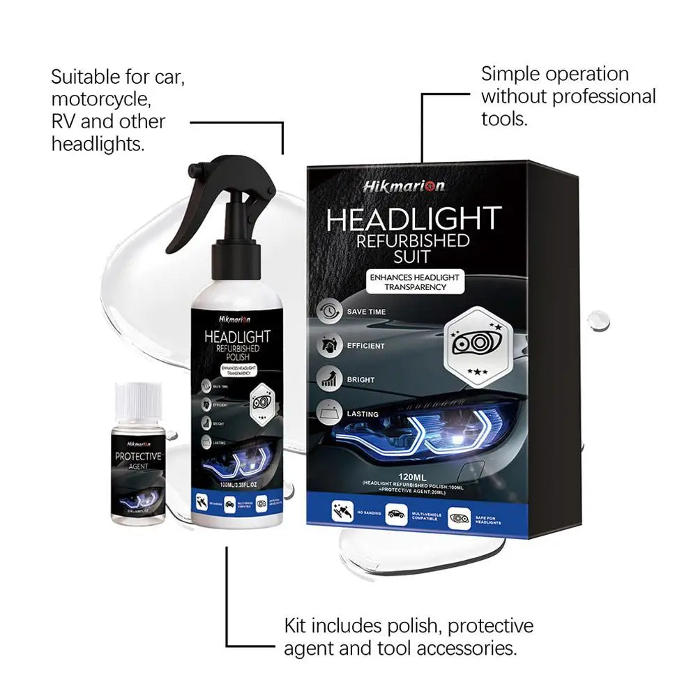 Car Headlight Restoration Kit – Lens Cleaner, Polisher & UV Protection Solution