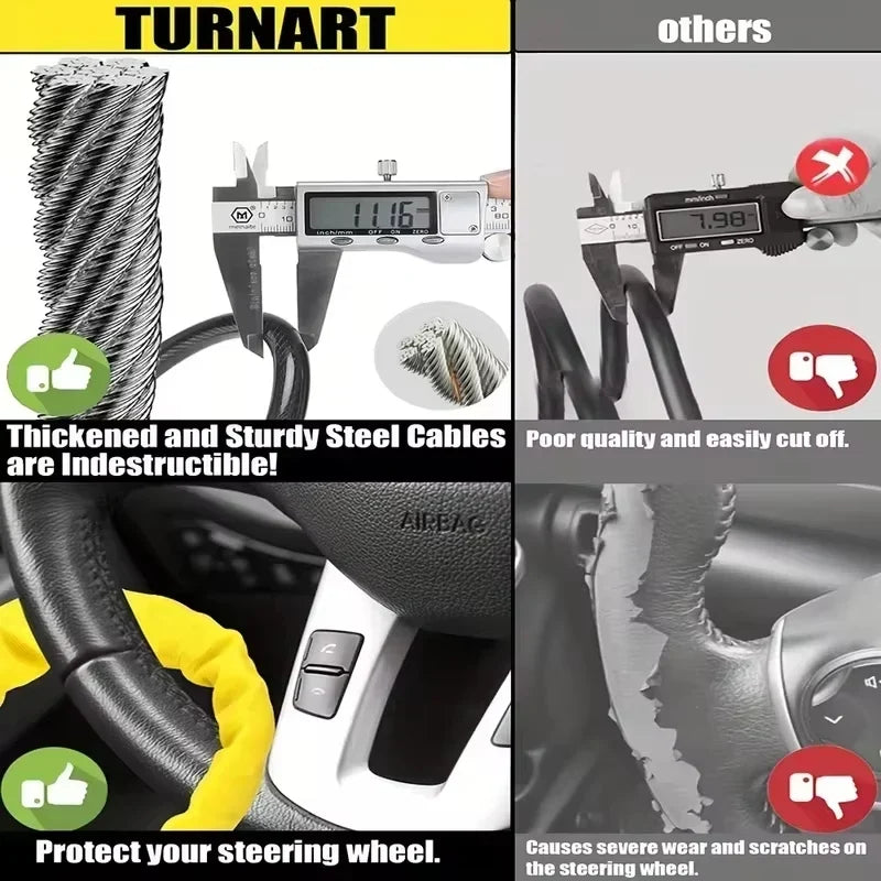 Car Steering Wheel Lock – Universal Anti-Theft Steel Cable Security Device for Cars, SUVs & Trucks