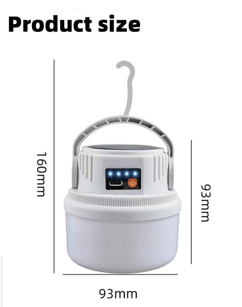 LED Solar Camping Light Solar Bulb Lanterns Rechargeable Portable Waterproof Outdoor Night Flashlight BBQ Hanging Emergency Lamp