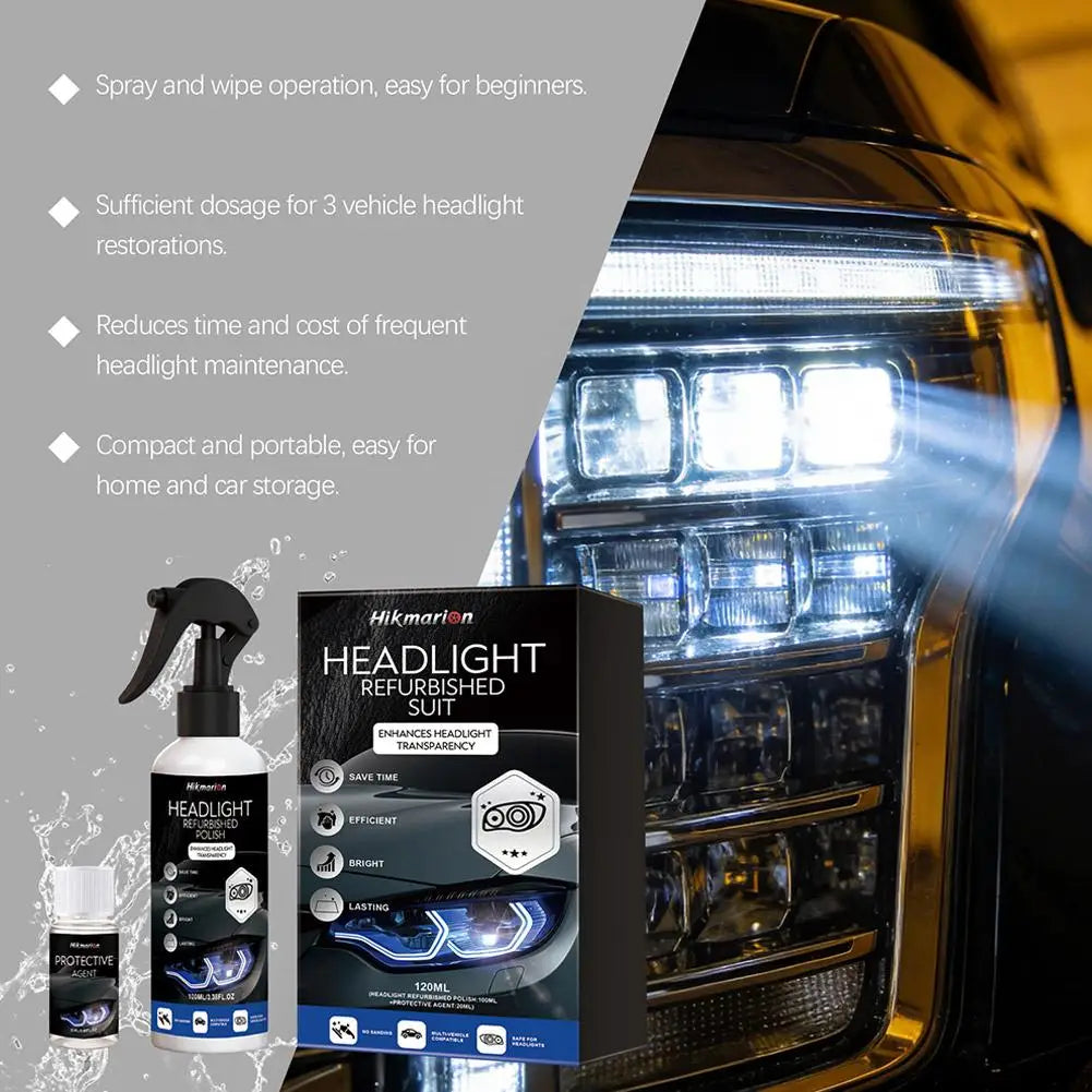 Car Headlight Restoration Kit – Lens Cleaner, Polisher & UV Protection Solution